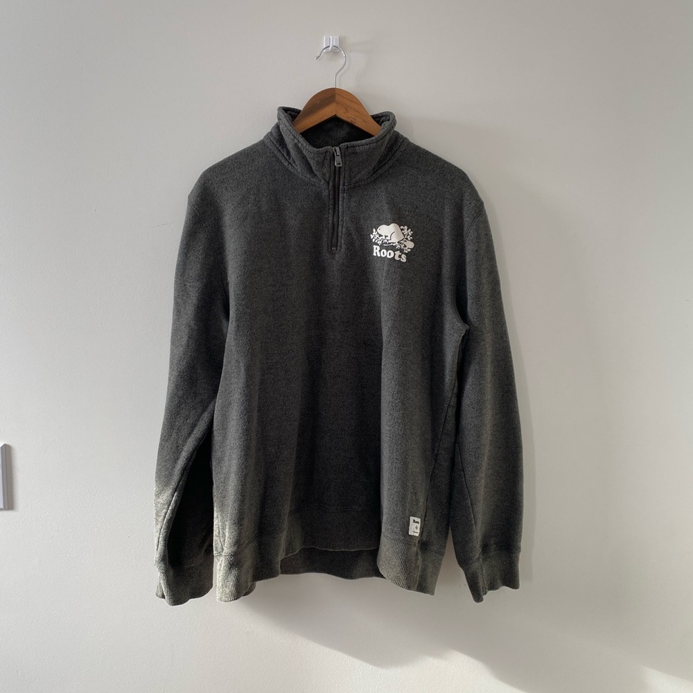 Roots Men's Charcoal Zip-Up Sweater
